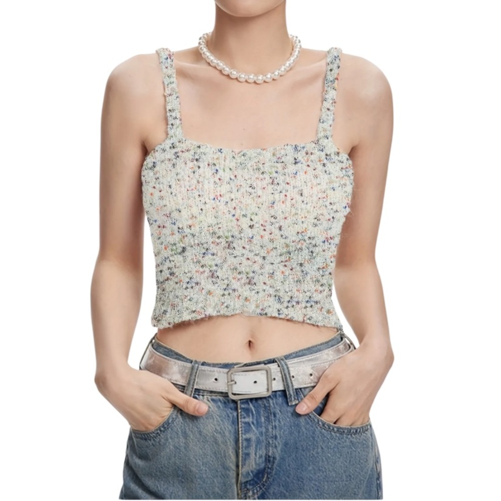 NEW TOPSHOP Multicolor Textured Knitted Colorful Rainbow Crop Top Small
